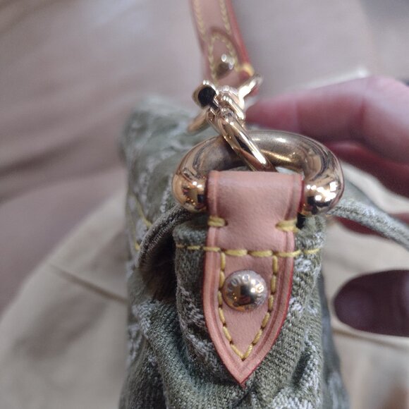 NEW RARE & DISCONTINUED!~💯% Authentic Louis Vuitton LICHEN💚GREEN DENIM PLEATY! - Picture 14 of 15